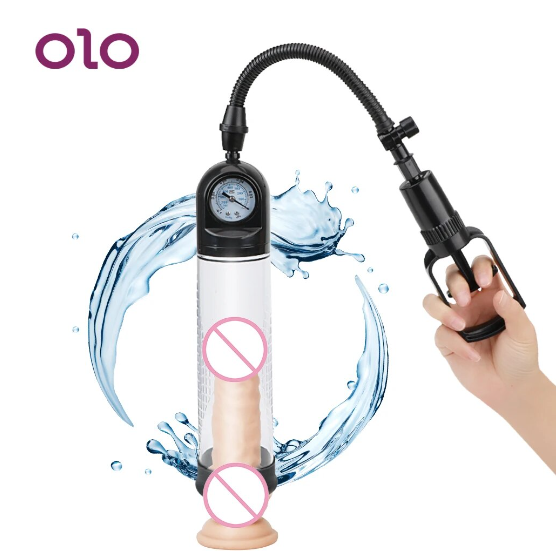 Помпа для збільшення пеніса вакуумный насос OLO Flight of Fancy чорний 29см, фото 1