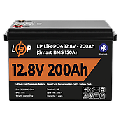 Акумулятор LP LiFePO4 12V (12,8V) - 200 Ah (2560Wh) (Smart BMS 100А) з BT пластик для ДБЖ