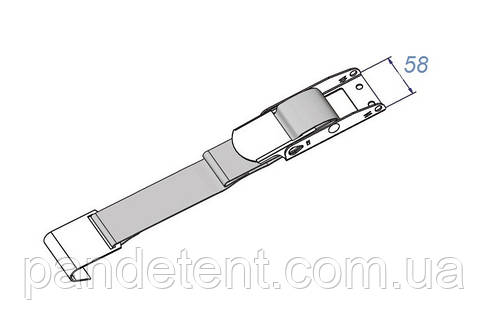 Ремінь для клармі з плоским гаком (неіржавка сталь) для натягування бічних штор напівпричепа, фото 2