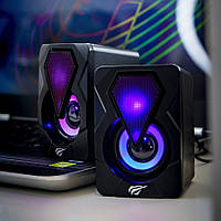 Ігрові колонки mini PRO 3W*USB 2.0 AUX3.5мм дротові чорні з підсвіткою HAVIT