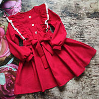 Ошатне червоне вельветове плаття для дівчинки (104-116р) 110