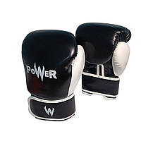 Рукавички боксерські POWER чорні 12 унцій POW-BZ-Ч12  (sns)