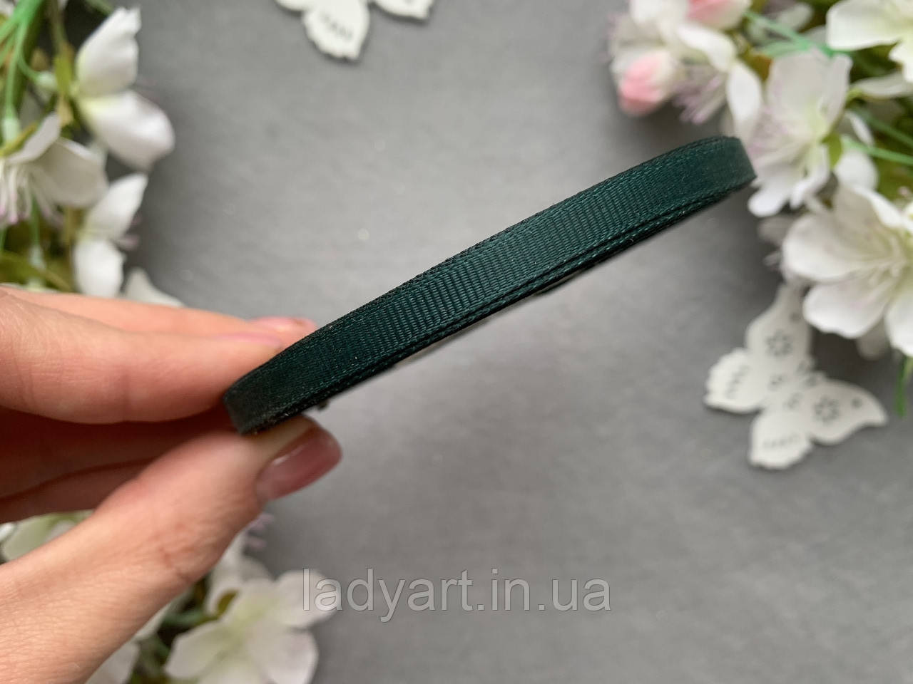 Репсова стрічка 0.6 см, 25 ярд/рулон, смарагдового кольору рулоном
