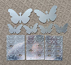 Дзеркальні акрилові наклейки Метелики срібні 36 шт. набір Б154-36, фото 2