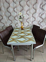 Стол обеденный мебели "Abstrakzia" (стол ДСП, каленное стекло + 4 стула) Mobilgen, Турция
