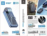 Power Bank UKC 102B 20000 mAh із сонячною панеллю на лицьовій частині з вбудованими кабелями та роз'ємами, фото 6