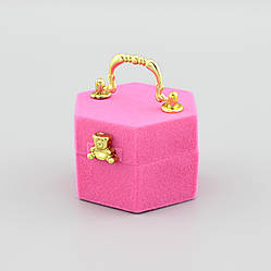 Футляр Сумочка для каблучки сережок 42606 рожевий оксамит розмір 5х3.5 см
