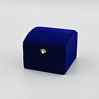 Футляр Сундучок для кольца сережек 42604 синий бархат размер 6х5.5 см
