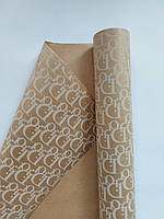 Бумага для упаковки подарков 70 см х 7 метров крафтовая "Dior"