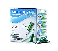 Ланцет Medlance plus Extra, игла 21G, (2,4мм) 200шт зеленый