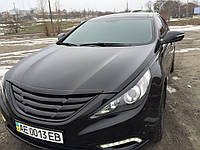 Реснички на фары Hyundai Sonata YF 2010-1014 USA, Europe / Хюндай Соната УФ (стеклопластик, под покраску)