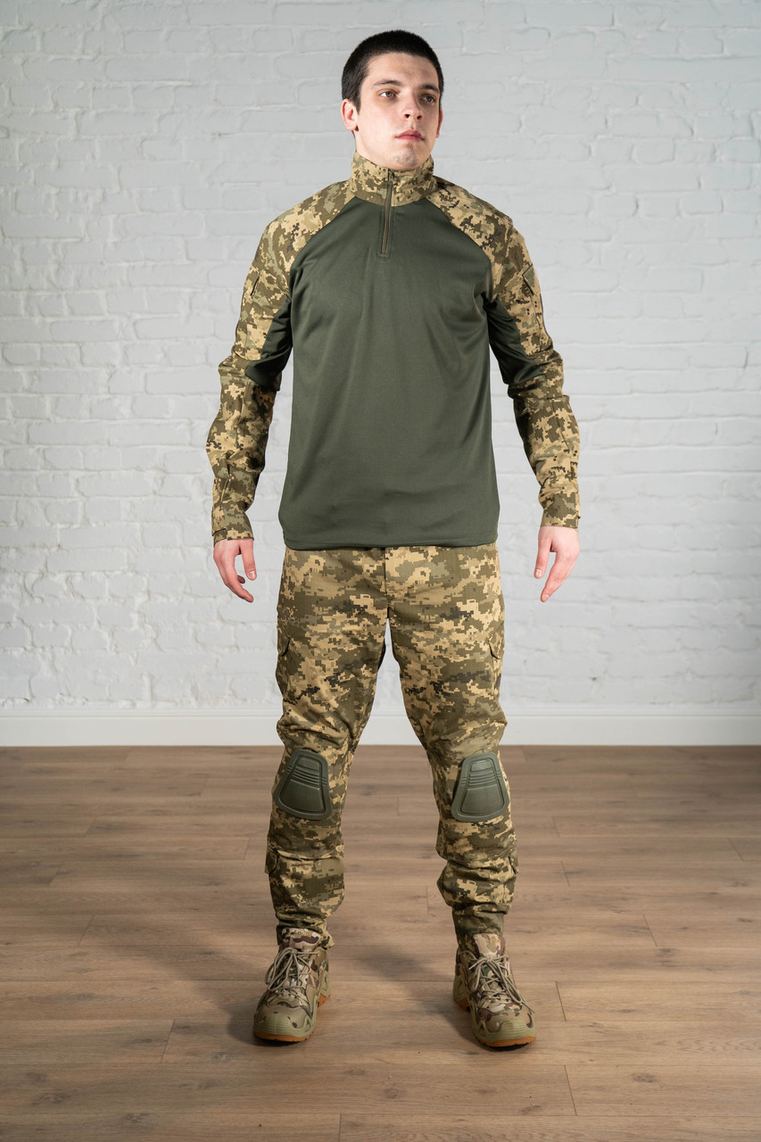 Військовий костюм ріпстоп піксель з наколінниками камуфляжний піксельна форма літо тактична rip-stop