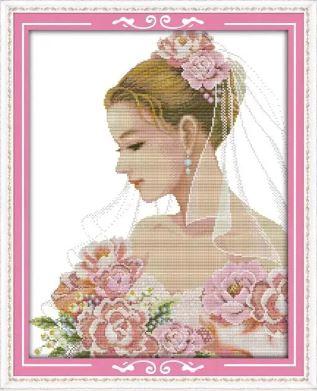 Набір для вишивання за нанесеною на канву схемою "Beautiful bride". AIDA 14CT printed 40*49 см