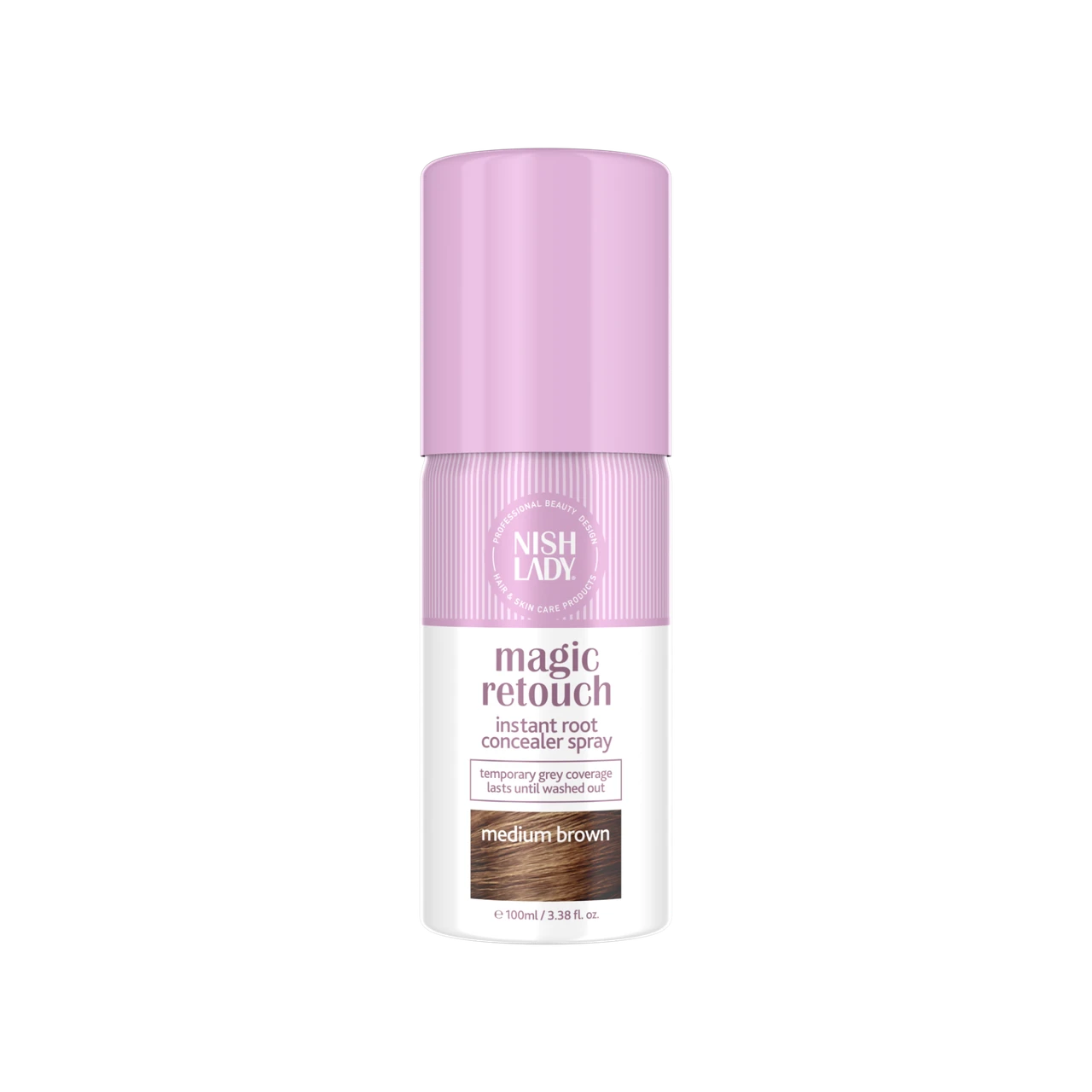 Камуфлюючий спрей для сивого волосся NishLady Magic Retouch Spray Medium Brown 100ml, фото 1