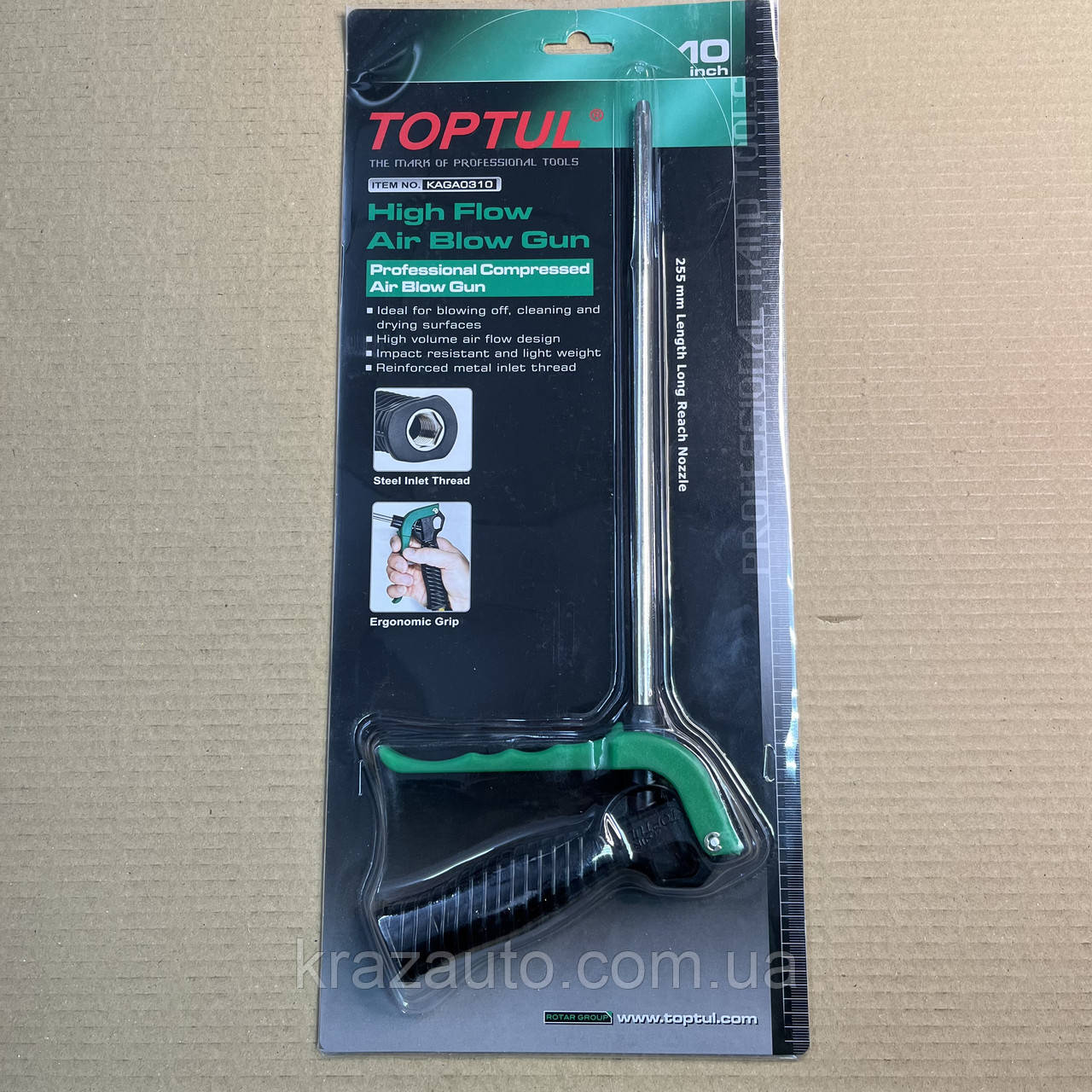 Пневмопістолет продувний 10" довгий TOPTUL KAGA0310, фото 1