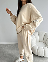 Весенний спортивный оверсайзовый женский костюм из трехнитки петля