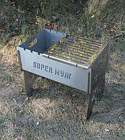 Розкладні мангали з неіржавкої сталі Мангал автоматичний на 8 шампурів із регулюванням висоти дна, фото 7