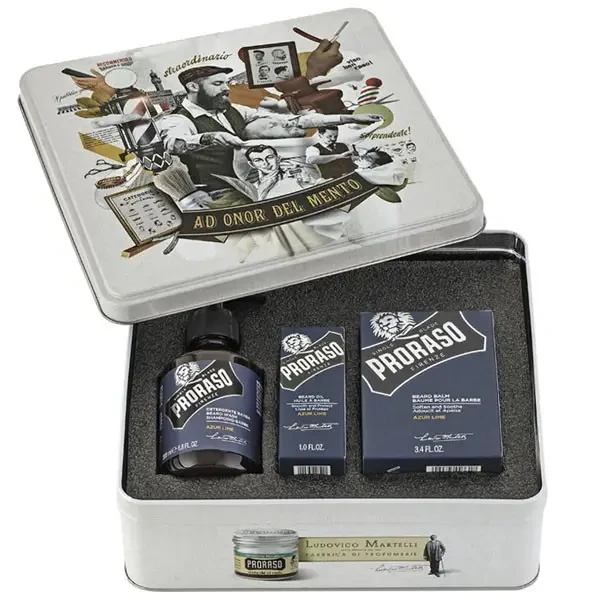 Чоловічий подарунковий набір для догляду за бородою Proraso Beard Kit Azur Lime, фото 1