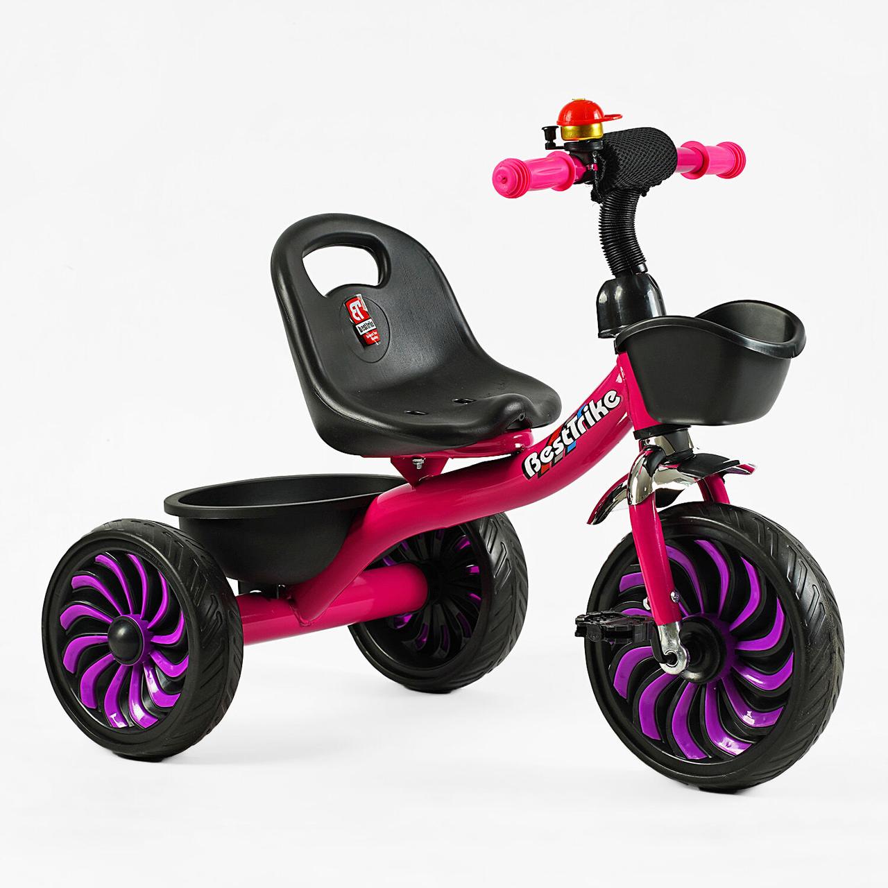 Велосипед 3-х колісний "Best Trike" колеса EVA, сталева рама, дзвіночок, 2 кошики, рожевий.