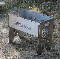 Розкладні мангали з неіржавкої сталі Мангал автоматичний на 8 шампурів із регулюванням висоти дна, фото 10