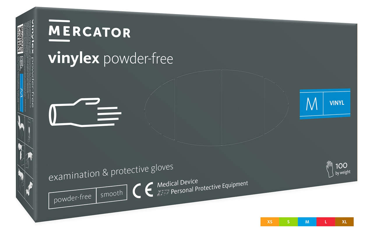 Рукавички вінілові нестерильні неприпудрені MERCATOR VINILEX, М, (50пар)