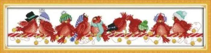 Набір для вишивання за нанесеною на канву схемою "Christmas birds 2".AIDA 14CT printed , 70*17 см