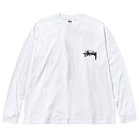 Білий лонгслів Stussy Spray Logo унісекс Стуссі Стассі