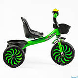 Велосипед 3-х колісний "Best Trike" колеса EVA, сталева рама, дзвіночок, 2 кошики,зелений, фото 4