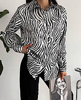 Жіноча сорочка з довгими рукавами весна-літо в принт зебри Розмірі: 42-44, 44-46