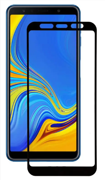 Загартоване захисне скло на Samsung A750 Galaxy A7 (2018) Чорна рамка
