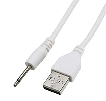Зарядний кабель USB для вібро масажерів 2,5 мм (19 мм) / Білий