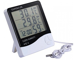 Термометр - гігрометр  HTC-2 / Годинник настільний / Шнур температури / Білий