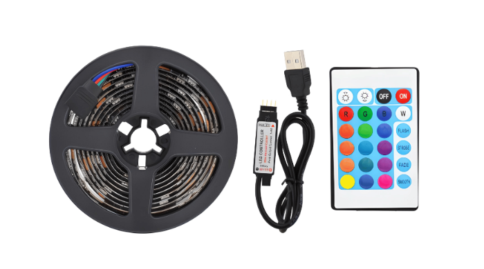 Світлодіодна USB стрічка MHZ 5050 RGB LED з пультом 7572 / 2 м, фото 1