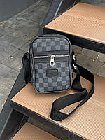 Стильная мужская сумка Louis Vuitton Vertical Messenger Bag Grey Chess manbag 14 x 18 x 5 см