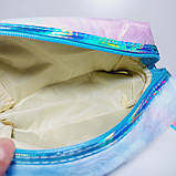 Косметичка блакитне штучне хутро з малюнком кішка форма бочечка, фото 5