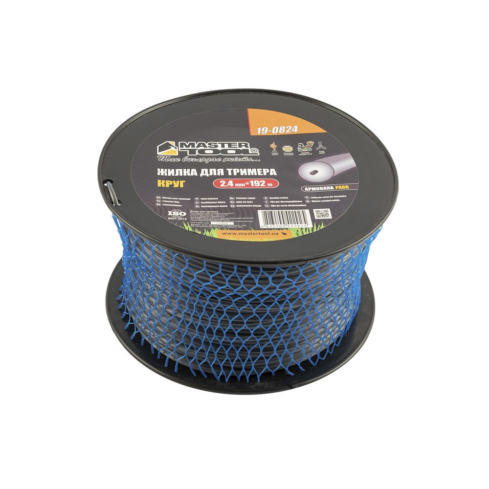Жилка для тримера MASTERTOOL КРУГ АРМОВАНИЙ 2.40 мм 192 м котушка 19-0824, фото 1