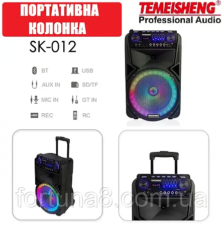 Temeisheng SK-012, два мікрофони, 12" Потужна бездротова колонка Bluetooth, фото 1