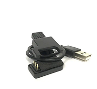 Адаптер USB кабель для смарт-часов на 3 контакты (3 мм) 30 см./ Зажим для зарядного устройства / Черный