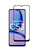 Закаленное защитное стекло на Realme C53 с Черной рамкой