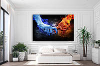 Картина на полотні "Барвистий лід і вогонь Рука-об-руку" для вітальні, спальні, офісу (90*60 см)