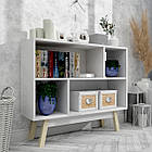 Стелаж для дому W11 на дерев'яних ніжках. Полиця для книг етажерка, поличний стелаж книжкова шафа