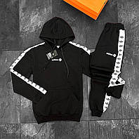 Мужской спортивный костюм Adidas Lampas черный демисезонный Адидас с лампасами (B)
