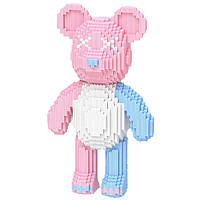 Конструктор Magic Blocks в виде мишки Bearbrick Розовый с голубым 40,5 см.