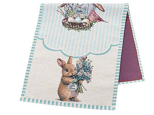 Пасхальна доріжка на стіл гобеленова LiMaSo BLUE BUNNIES
