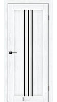 Межкомнатные двери KFD Петра / Petra альба белая ПВХ (с чёрным стеклом)