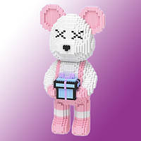 Конструктор Magic Blocks в виде мишки Bearbrick с подарком Цвет: Розовый 43 см