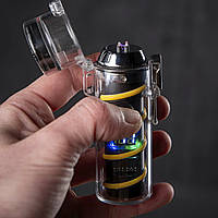 Электро-импульсная USB зажигалка c фонариком Arc Lighter влагозащищенная дуговая зажигалка подарочная (NS)