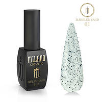 Гель-лак со светлым и темным конфетти Мраморный песок Milano 8ml Marblen sand №01 красивый маникюр