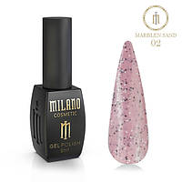 Гель-лак со светлым и темным конфетти Мраморный песок Milano 8ml Marblen sand №02 красивый маникюр