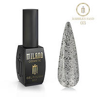 Гель-лак со светлым и темным конфетти Мраморный песок Milano 8ml Marblen sand №03 красивый маникюр